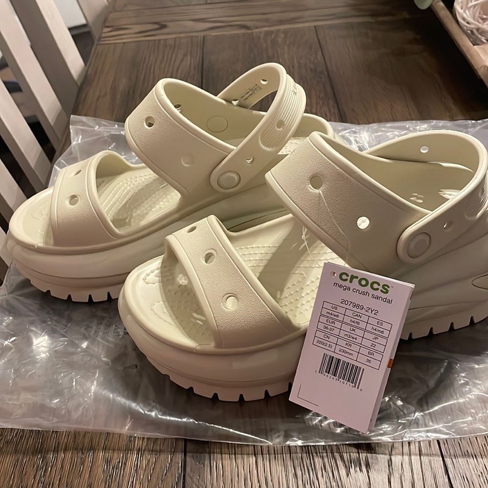 Never worn brand new croc mega crush in bone
